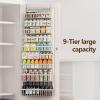image9 Tier Over The Door Pantry Organizer 2 in 1 Wall Mount or Hanging Spice Rack with Adjustable Basket Seasoning Organizer and Storage for Kitchen Cabinet Closet BathroomWhite
